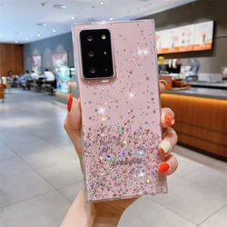 Bling Starry Sky Glitter Transparent Phone Case with Shiny Stars for Galaxy A03 Core (Pink)