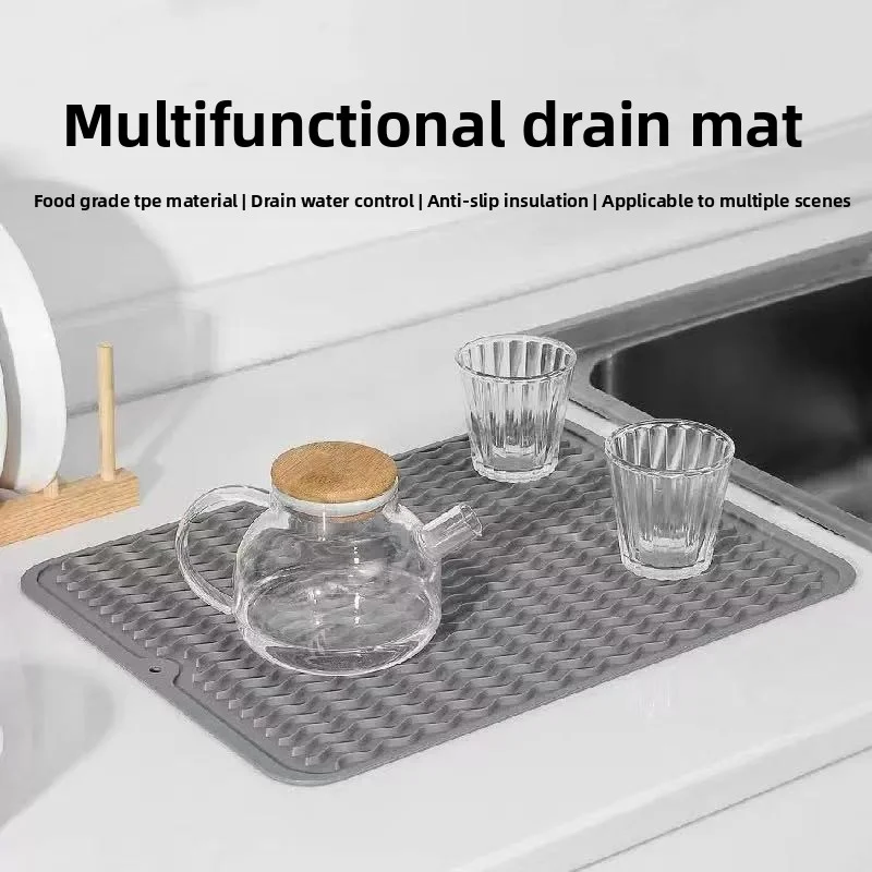 Silicone drying mat tableware drying mat heat-resistant and non slip mat dining table mat drainage mat kitchen accessories