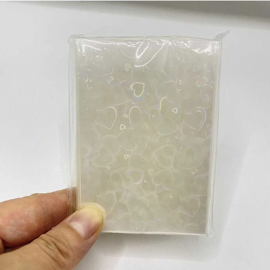 SKYSONIC 50pcs Kpop Card Sleeves 61x91mm Laser Heart Holder For Holo Postcards Top Load Films Photocard Game Cards Protector 3