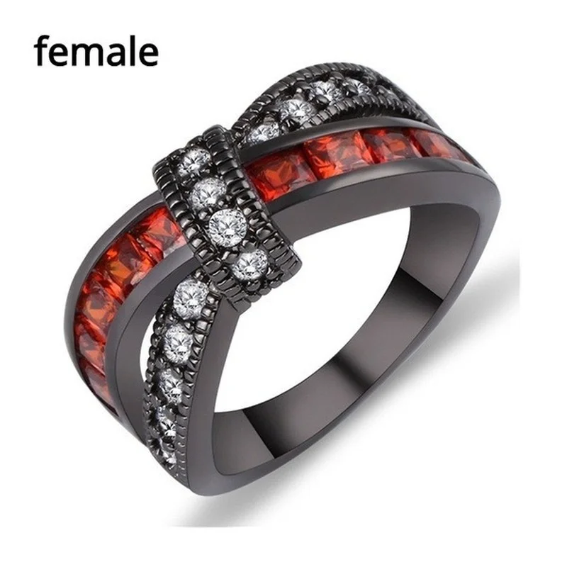 Luxury Metal Craftsman Set Red Square Zircon Ring Hand Carved Twisted Cross  Classic Ladies Travel Party Ring