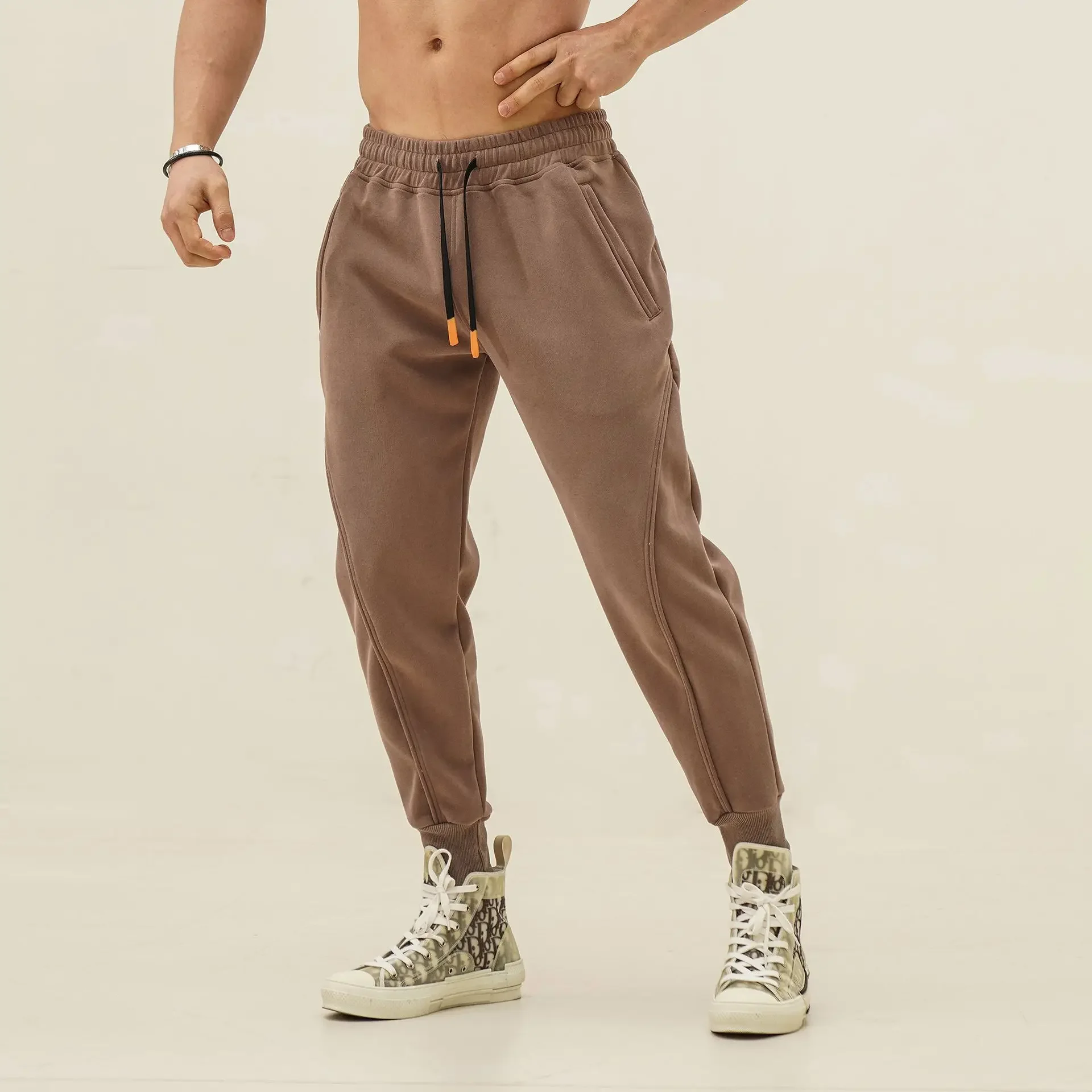 Men's Large Size Sports Fitness Running Casual Training Composite Fabric Long Pants Autumn Daily Wear