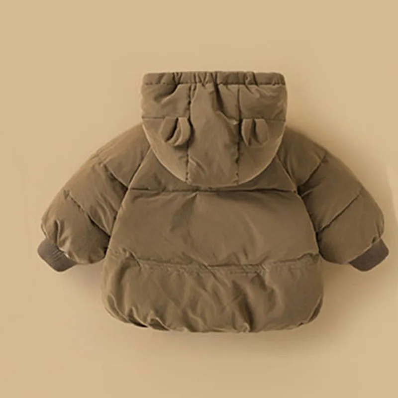 Boys Cotton Jacket Clothes New Winter Children Coat Thickened Warm Outerwear Baby Girls Solid Hooded Cartoon Clothing