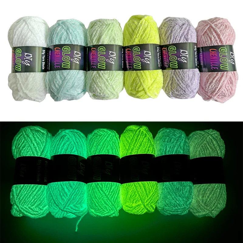 New Luminous Knitting Yarn Glow in the Dark Polyester Chunky Yarn Hand