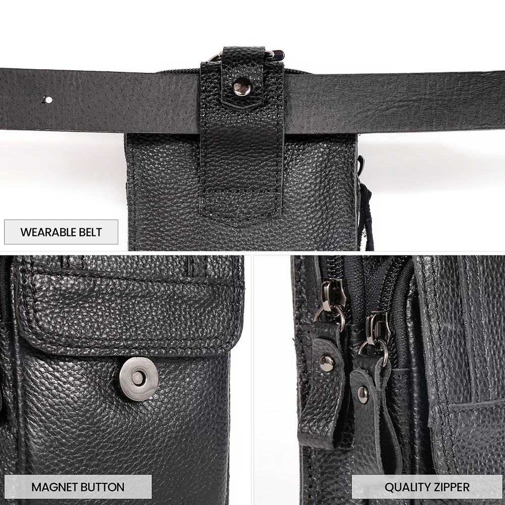 Waist packs men first layer cowhide gentleman mobile phone bag small wallet Coin purses retro Money clip High capacity