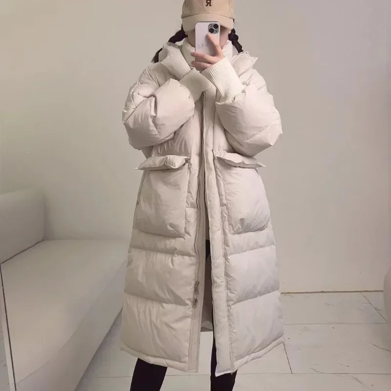 

2024 New Women Down Jacket Winter Coat Female Mid length version Parkas Loose Thick Warm Outwear Hooded Leisure Time Overcoat