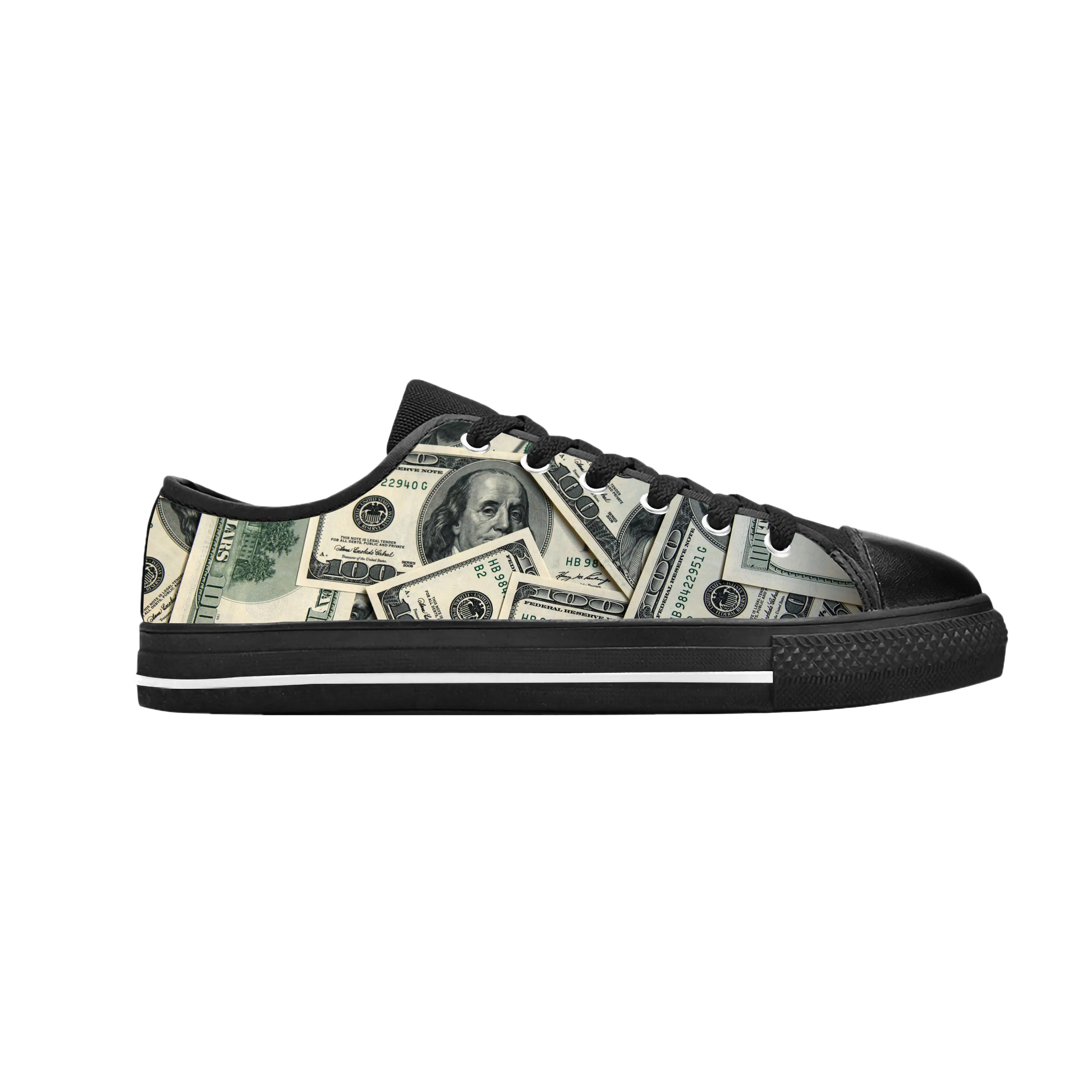 

Gothic Dollar Bills Dollars Money Pattern Fashion Casual Cloth Shoes Low Top Comfortable Breathable 3D Print Men Women Sneakers