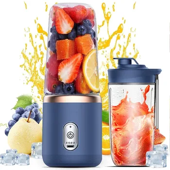 Portable Blender, Personal Blender USB Rchargeable, Mini Blender for Shakes and Smoothies, 400ML Portable Fruit Veggie Juicer Cup With 6 Blades and Travel Lid, Handheld Blender for Travel Gym Kitchen(Blue) 1
