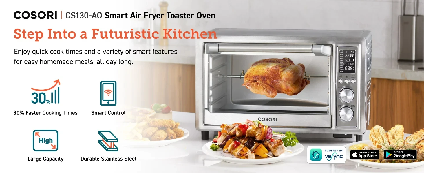 32QT Extra Large Air Fryer Toaster Ovens Pro, with Rotisserie and