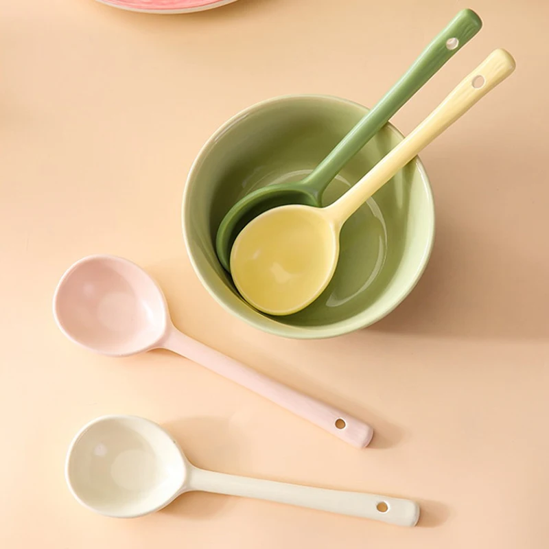 Cream-style Household Ceramic Long-handled Spoon Kitchen Tableware Decoration
