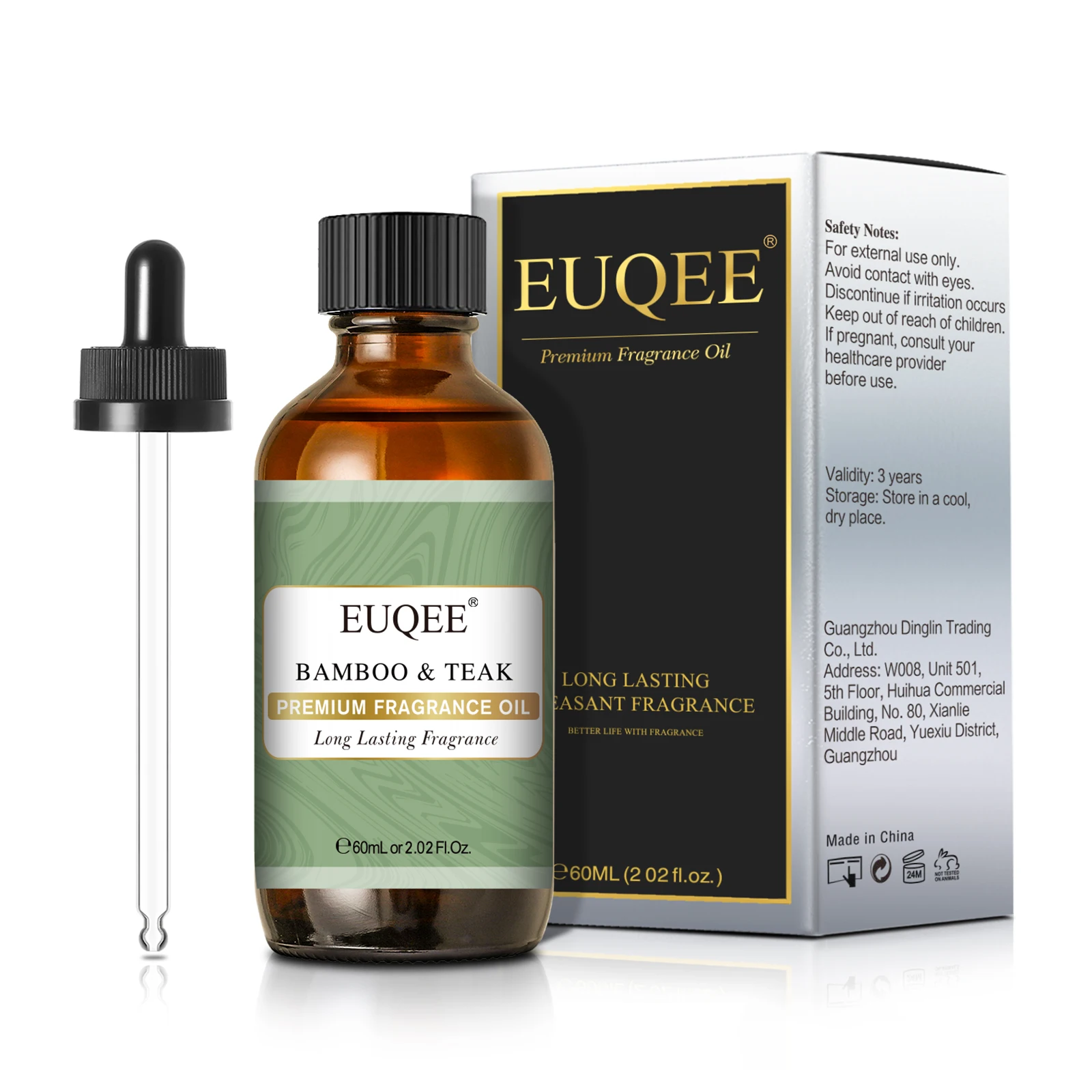 Euqee Bamboo & Teak Forest Pine Fragrance Oil Profumi Olio Essenziale Con Contagocce In Vetro Per Aromaterapia, Produzione Di Sapone, Bombe Da Bagno,