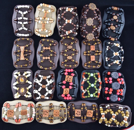500 pcs/lot mix   model  Fashion magic Hair Combs mix lot wooden  Beaded Hair Clips accessories