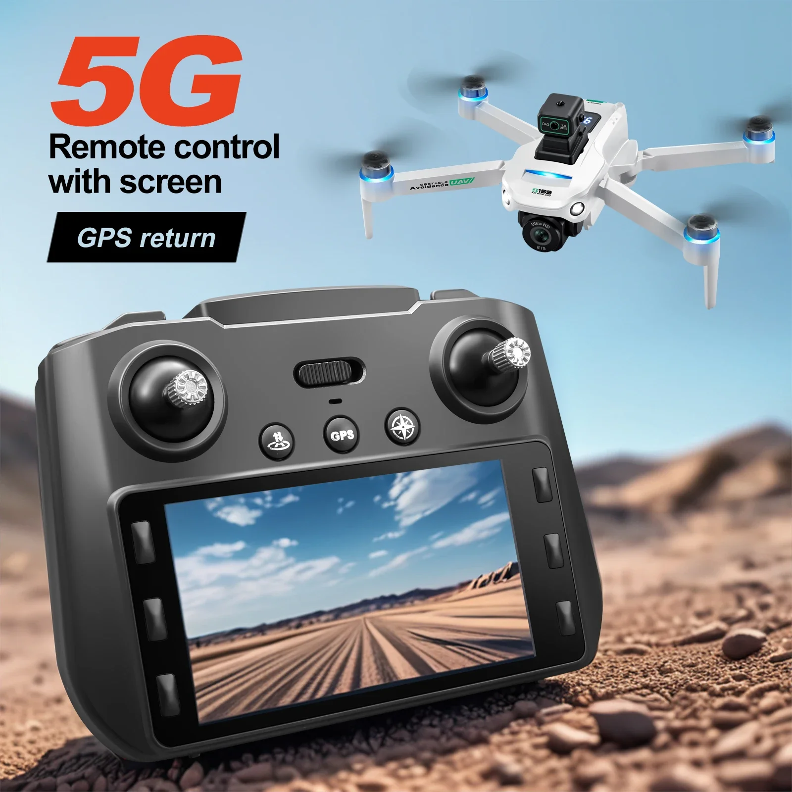 Drone With Gps And Camera Under $200 2024-S159-GPS-Brushless-Drone-Screen-Controlled-Memory-Card-8K-HD