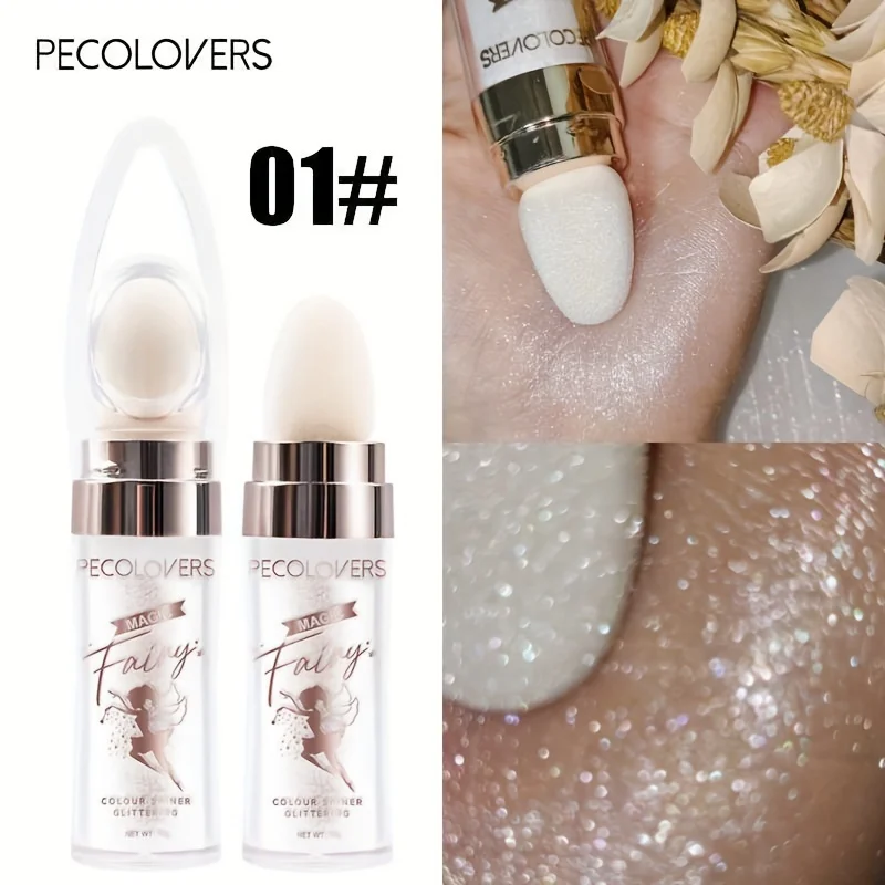 Multi-Tone Fairy Glow: Iridescent Highlighter Wand for Face & Body – Blue, Purple, White Bronzing Shimmer 3