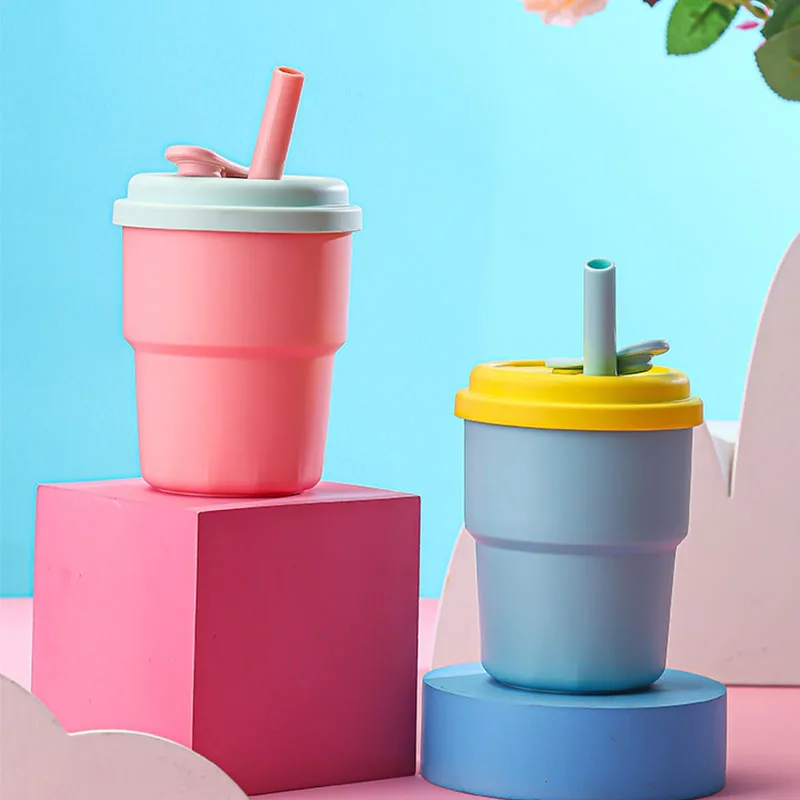 Silicone Straw Cup 380Ml Baby Learning Drinking Cup