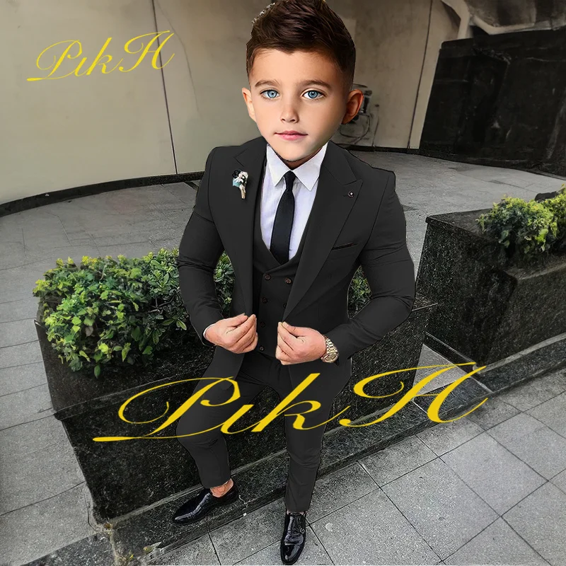 Suit for Boys Wedding Tuxedo Jacket Vest Pants 3-Piece Khaki Kids Complete Clothes Blazer Child costume enfant gar&ccedil;on