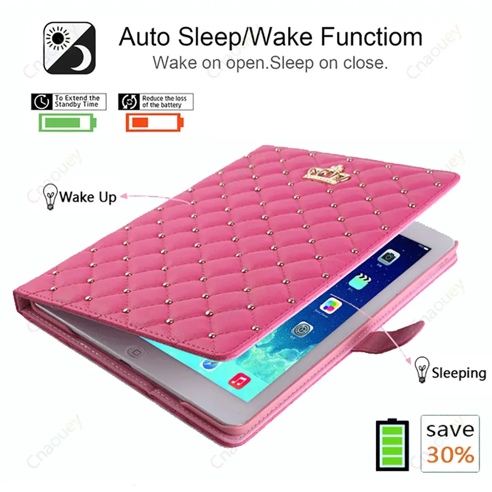 Suporte de Lambskin Smart Case para Ipad Ipad 7th 8th 9th 10th Gen Ipad Air4 Air5 Pro11 Ipad 9.7 2023 2023 Mini Coque - Imagem 2