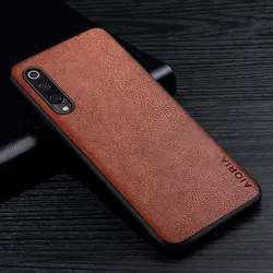 Elegant Retro Litchi Pattern Leather Business Case for Mi 10T Pro (Brown)