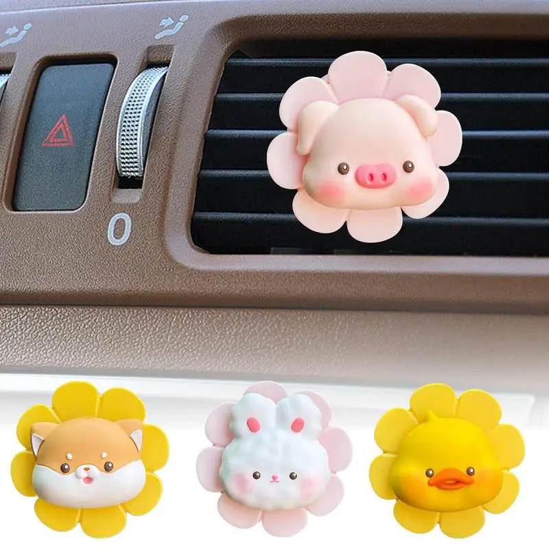 

4pcs Cute Flower Aromatherapy Car Diffuser Vent Clips Auto Air Outlet Decoration Colorful Flora Decor Perfume Clip Air Freshener
