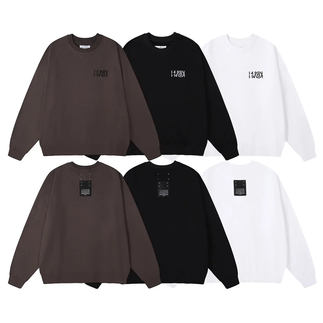 

Maison New Spring And Fall Couple Mm6 Embroidered Numbers Handmade Four Corner Label Loose Round Neck Men And Women Sweat Shirt