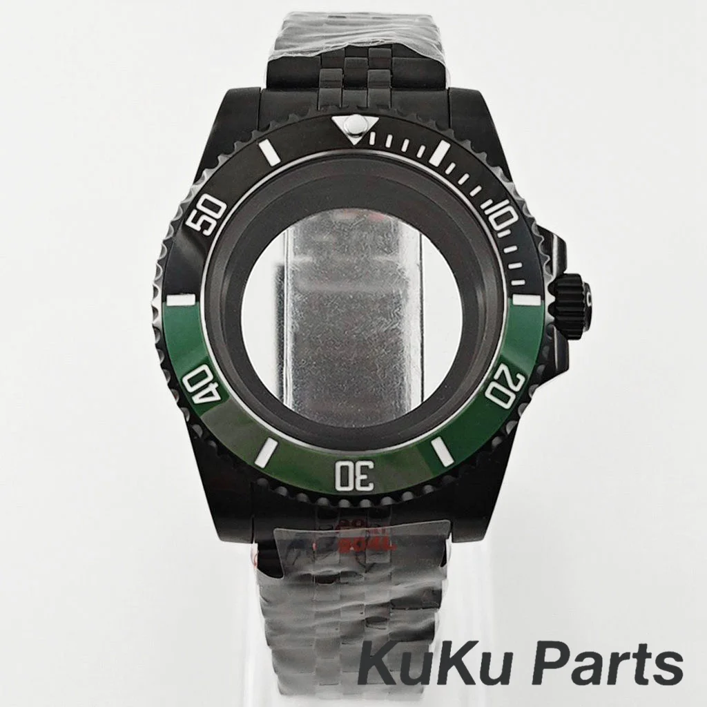 Black Purple GMT Bezel Watch Case with PVD Black Jubilee Bracelet and Sapphire Crystal