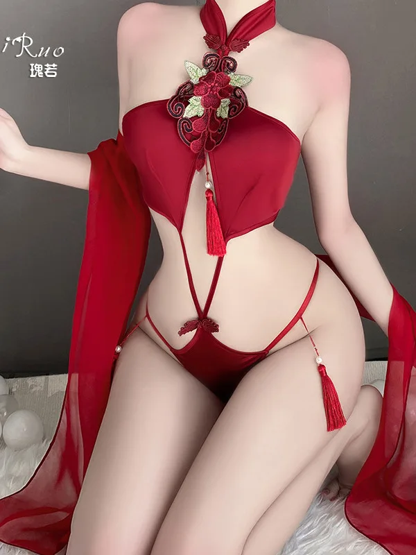 

Женское нижнее белье Hanfu в старинном стиле с подвесной шеей и сумкой для живота, комплект женской формы 4313 Z6I5