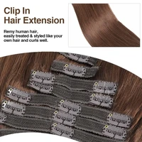 Extensions de cheveux à clipser, cheveux humains naturels, couleur naturelle # 4 extensions de cheveux à clipser brun chocolat, 8 pièces, couleur noire naturelle, 24 pouces 3