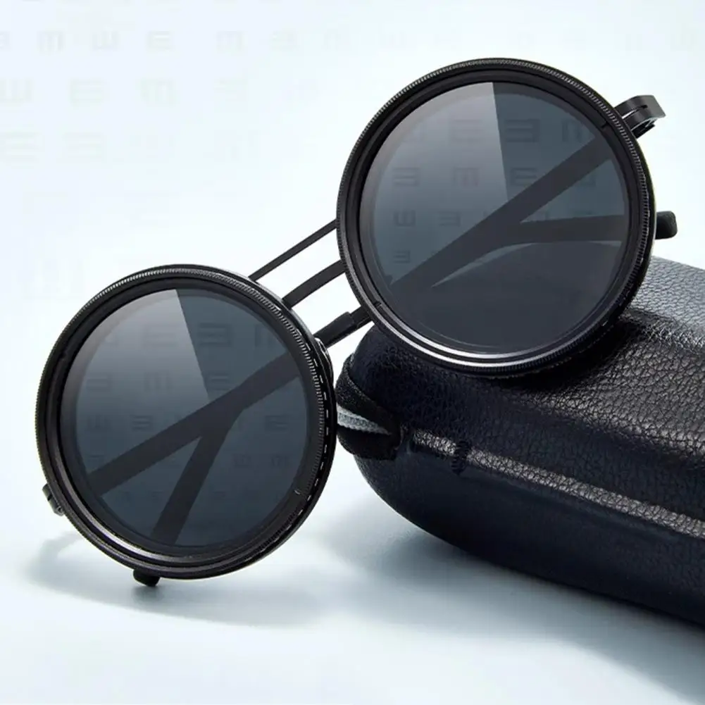 Round Polarized Sunglasses 1-9 Gears Adjustable Sun Glasses ND Filter Lenses Men Women Eyewear Handcrafted