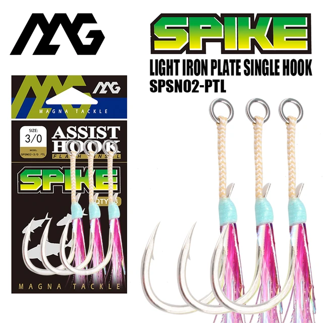 magna tackle SPSN02- PTL assist Hooks Stainless Steel Optopus Rolled In  Jigging Assist Fishing Hooks with Pink Glow Tassels - AliExpress