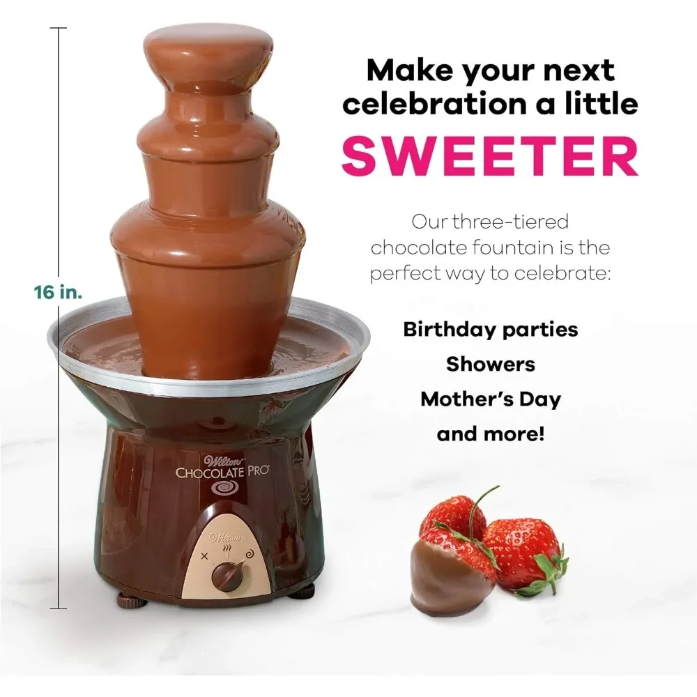 Chocolate Fountain and Fondue Fountain, Keep Chocolate Melted for Easy Treat Dipping, 3-Tier, 16-Inches Tall, 4-lb Capacity