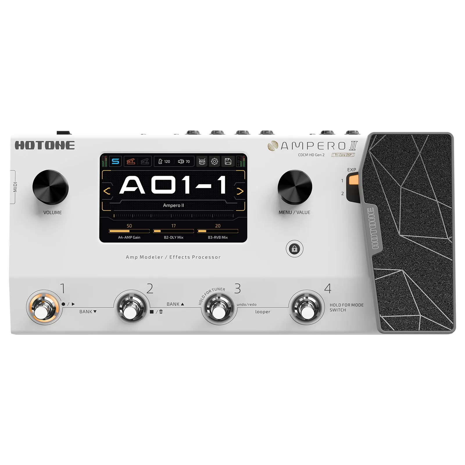 New Ampero II Touch Screen Guitar Bass Amp Modeling Multi-Effects Pedal Dual Eff
