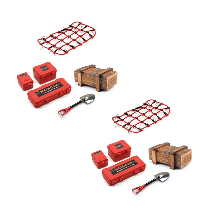 

12PCS Simulated Decoration Suitcase Luggage Net Shovel For TRX4 Defender SCX10 90046 90047 MST Jimny VS4 Red-Drop Ship