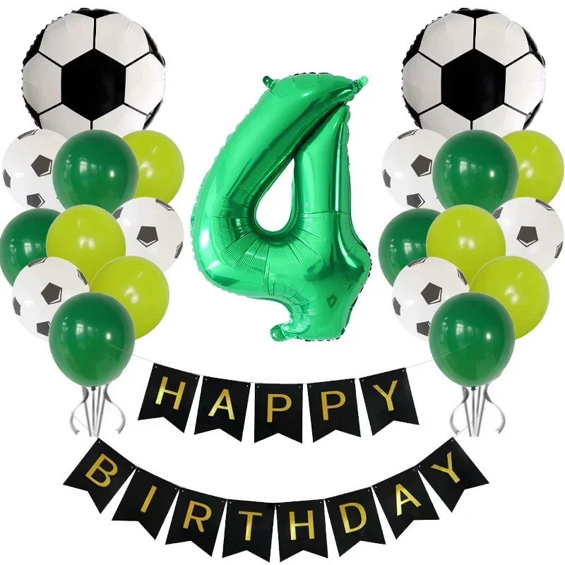 40 Stück Fußball Ballons - Grün Weiß Schwarz Latex Helium Ballons