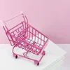 Simulation Supermarket Hand Trolleys Pretend Play Toy Mini Shopping Cart Kids Toys Kids Room Desktop Storage Basket Home Decor 3