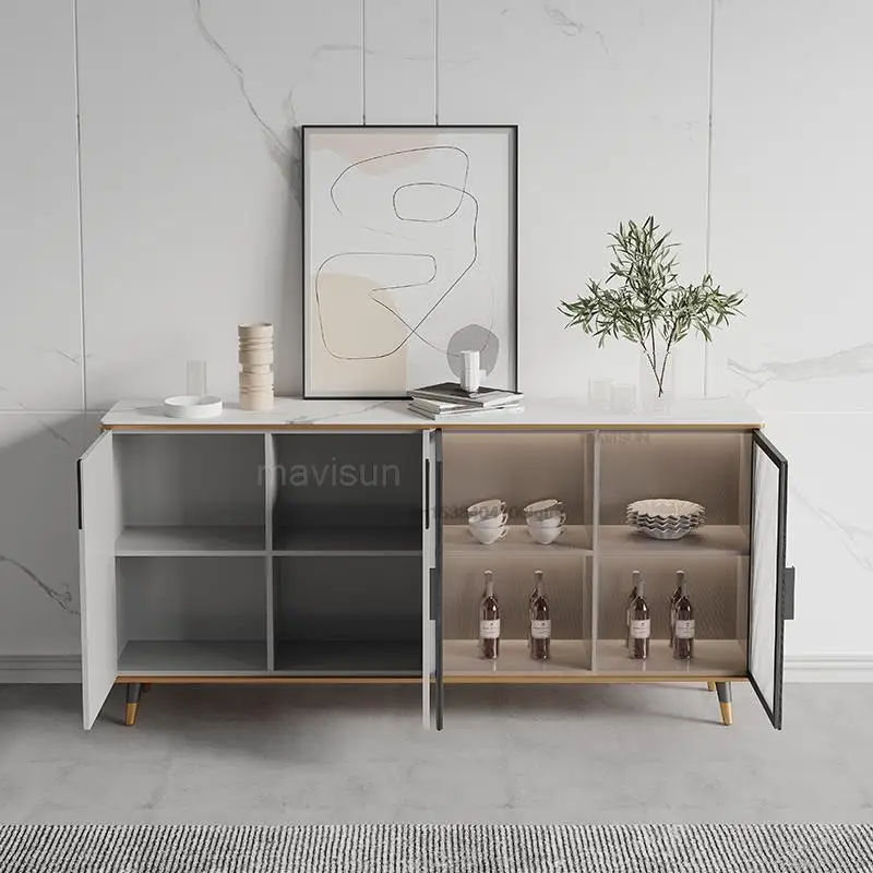 Italian Light Luxury Rock Board Storage Sideboard Hall Entrance Cabinet Modern Living Room Wine Cabinet Household Furniture