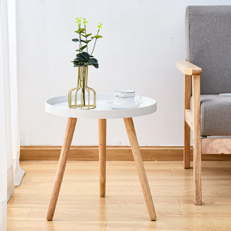 Mesa de centro pequeña de madera redonda para el balcón, mesa de té lateral  para sostener libros de aperitivos de frutas, Centro de Toaletka, muebles  industriales AA55 - AliExpress