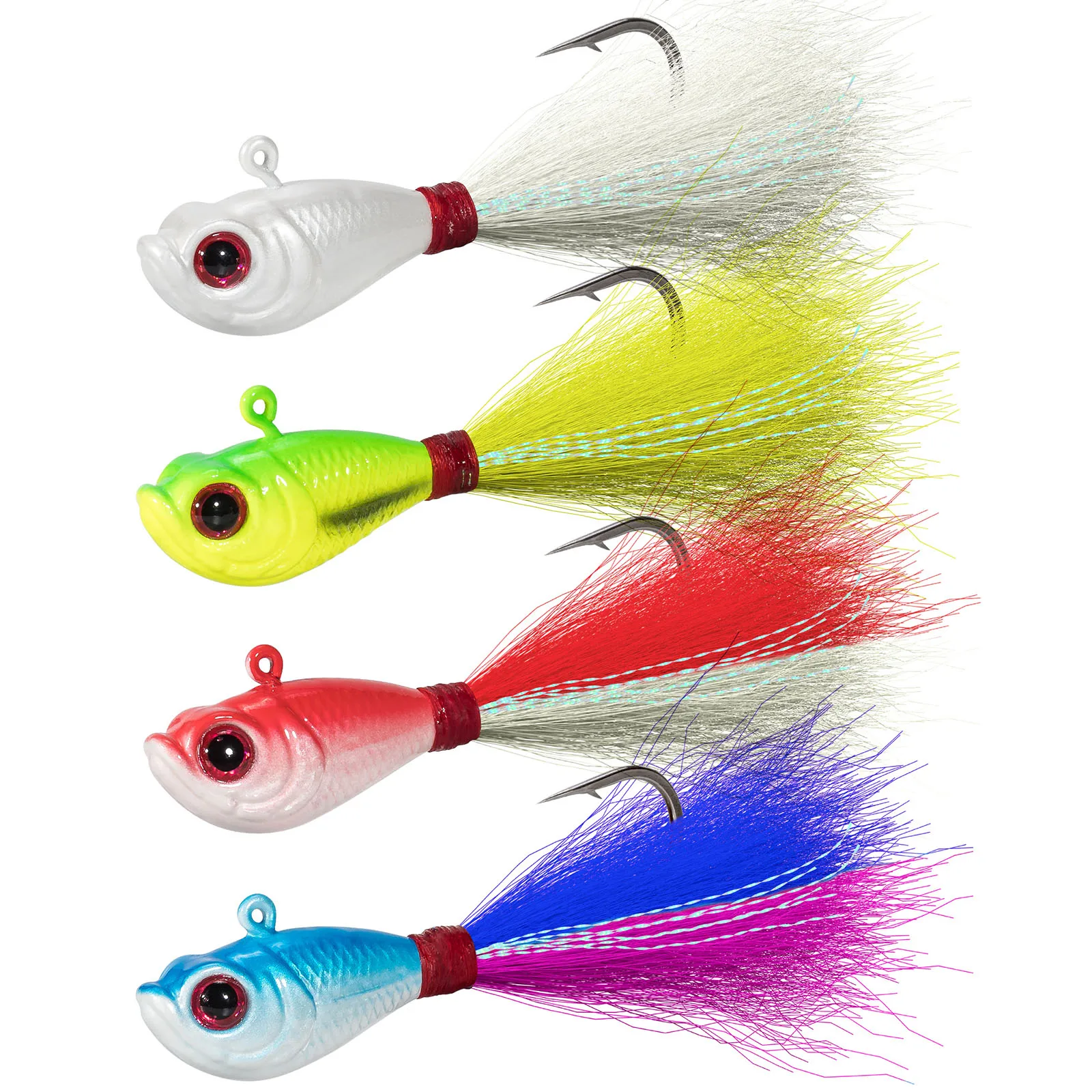 5 Pz Bucktail Jig Fluke Lure Hair Jig Saltwater Colata D'Acqua Dolce Jigging Esche Da Pesca Surf Fishing Bass Flounder Striper Blue