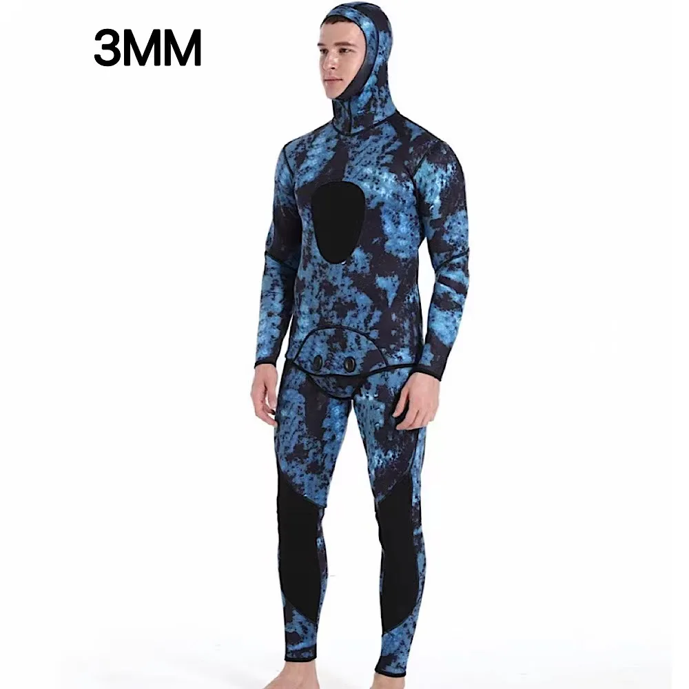 Diving Suits Camouflage Long Sleeve Fission Hooded 2 Pieces Of 1.5/3MM Neoprene Submersible Suit For Men