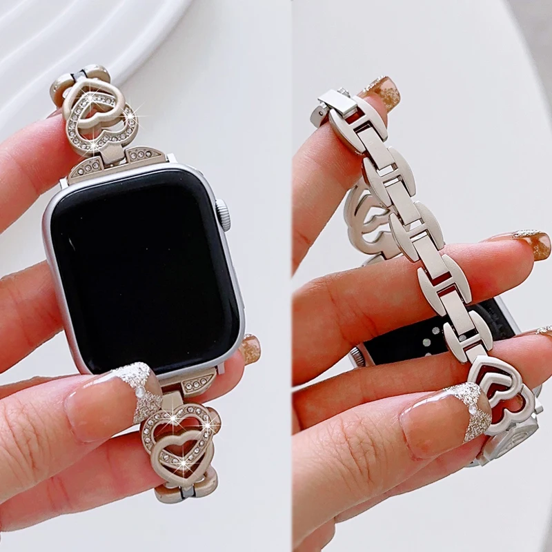 Elegant Diamond Metal Bracelet for Apple Watch - Women's Jewelry Strap