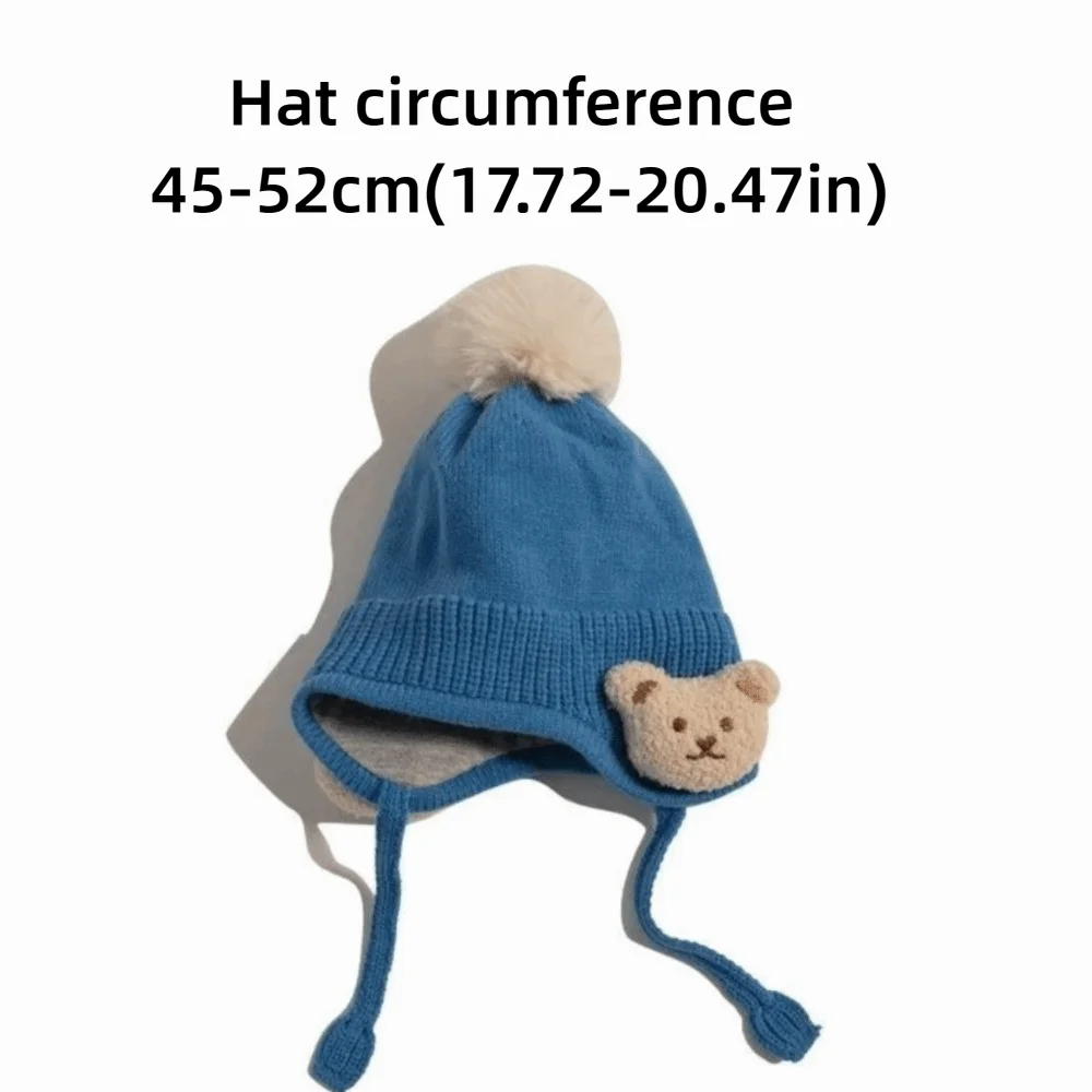 Warm Knit Baby Hat with Bear Earflap for Winter