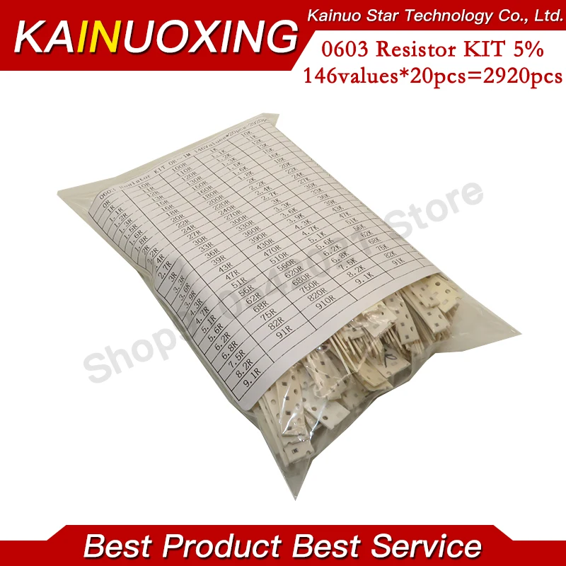 0603 0805 1206 SMD 5% 저항기 샘플 키트, 1R-1M ohm 146Values X20 PCs = 2920PCs