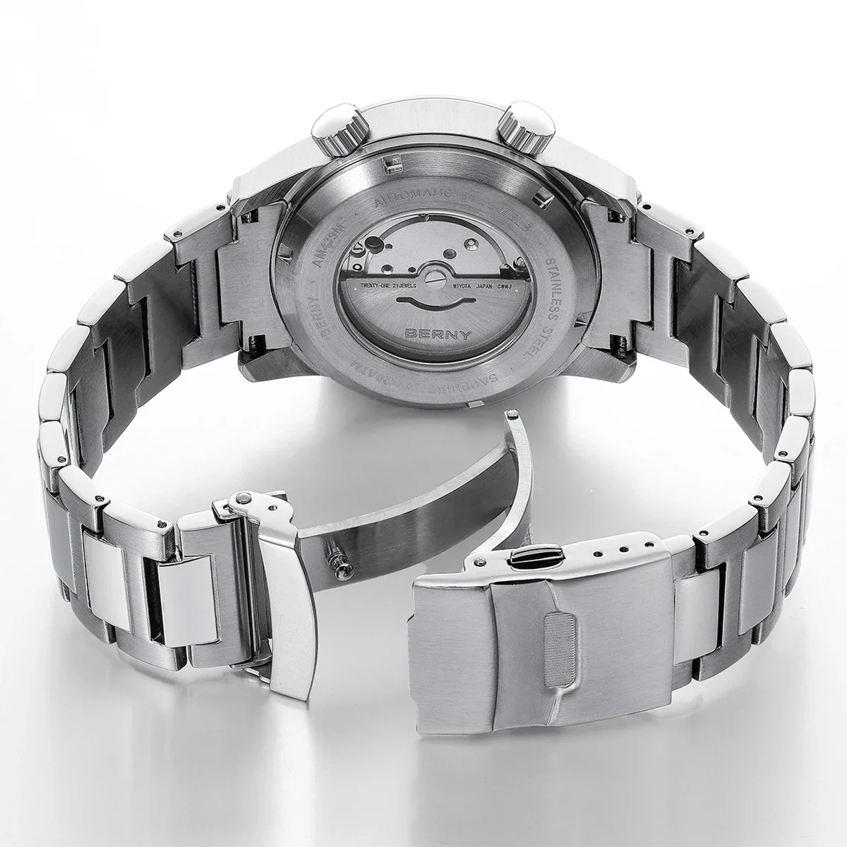 BERNY Orologi da Uomo Orologio Automatico 20ATM Impermeabile Diving Orologio da Polso Meccanico Analogico con Super Luminous Full Acciaio Inox Rivestimento AR Sapphire Lens Orologi di Moda BERNY Orologi da Uomo Orologio Automatico 20ATM Impermeabile Diving Orologio da Polso Meccanico Analogico con Super Luminous Full Acciaio Inox Rivestimento AR Sapphire Lens Orologi di Moda
