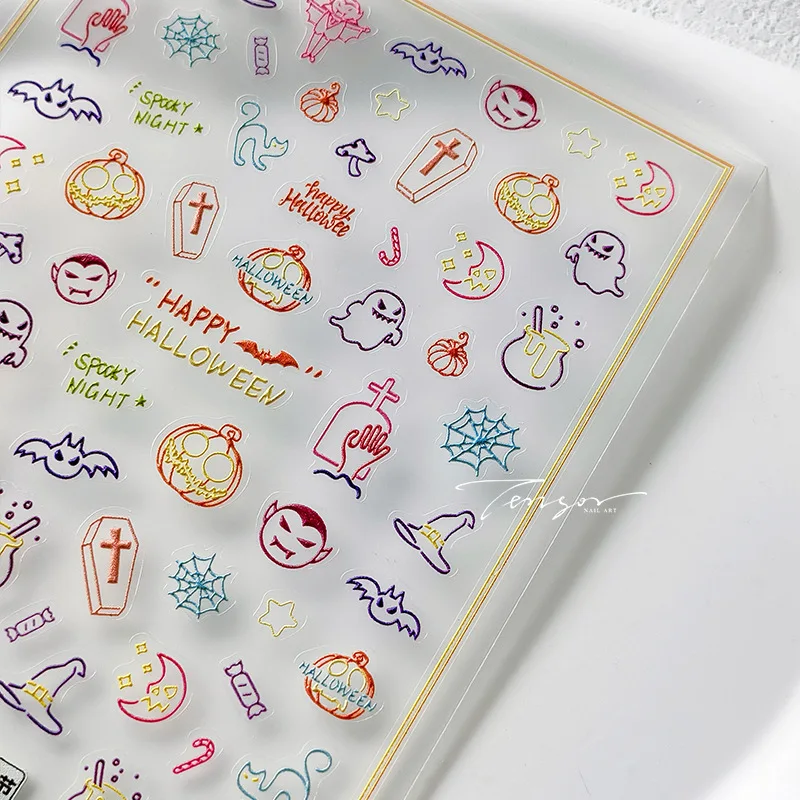 

[Meow.Sensei] Thin and Tough Three-Dimensional Nail Sticker Pro Adhesive Nail Stickers TS-3284 Neon Halloween