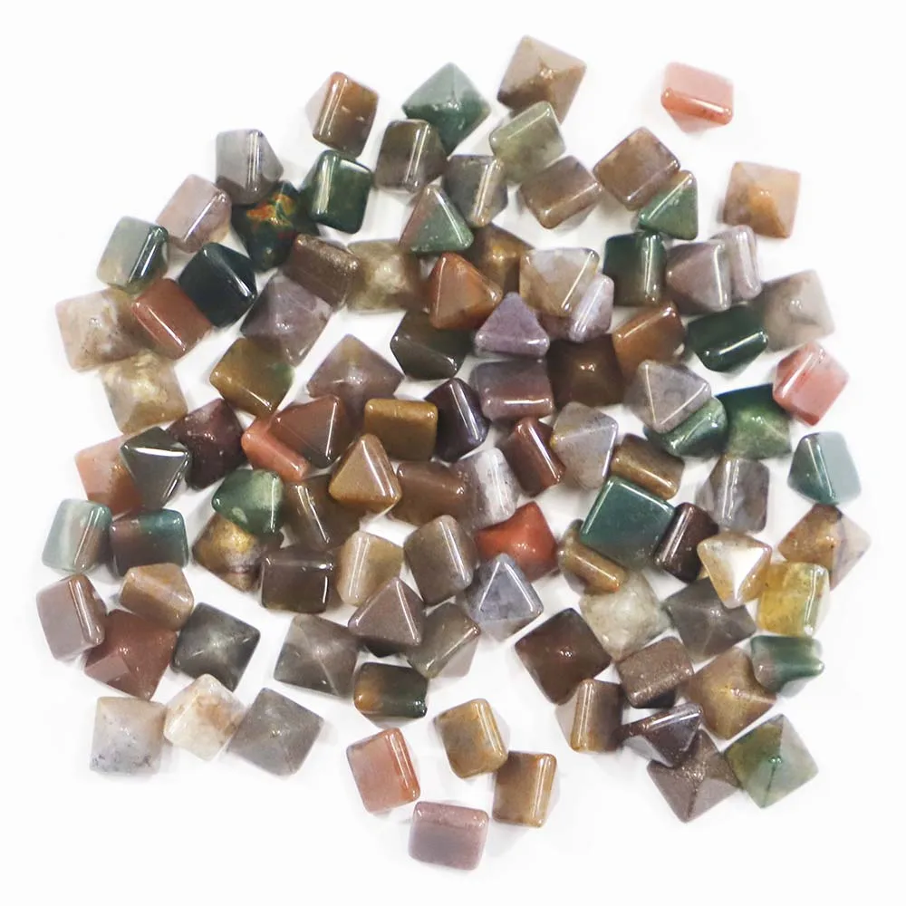 Natural Crystal Pyramid Ring Face Decoration Pieces Colorful Gem Energy Stone Fashion Jewelry Mosaic Materials Wholesale 30P/Lot