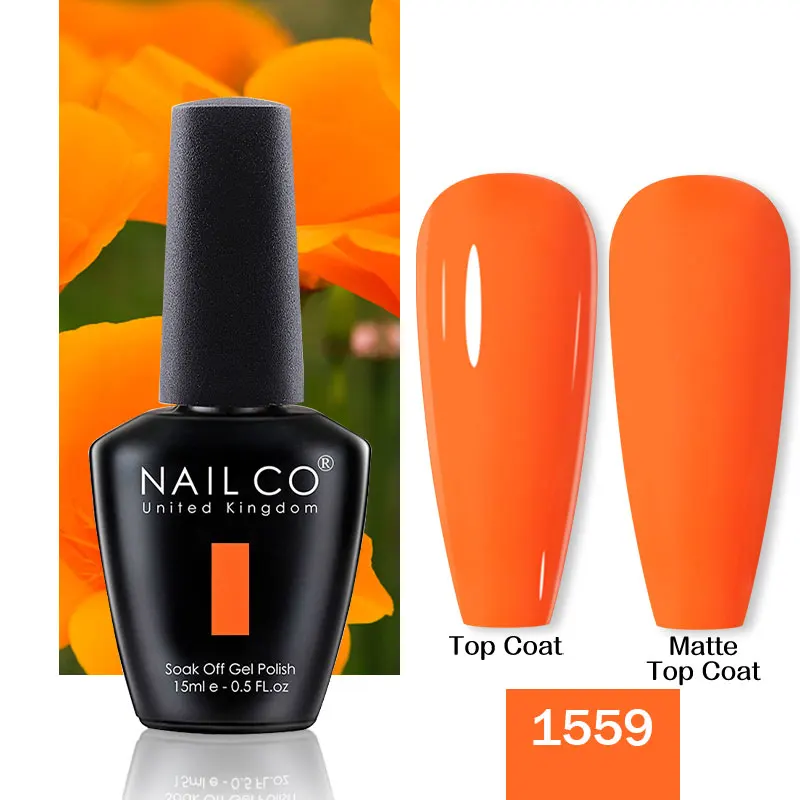 NAILCO 반영구 매니큐어 하이브리드 젤, 네일 아트용 유리 병 컬러 젤, 네일 광택제 흡수 UV LED 젤 바니시, 15ml