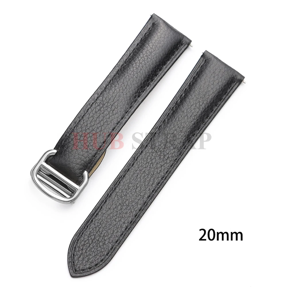 16mm 18mm 20mm 22mm Echtleder Uhrenarmband für Cartier Tank London Solo Lychee Strukturiertes Rindsleder Armband Herren Damen Band – Detail 16
