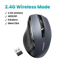 UGREEN Ergonomic Wireless Bluetooth Mouse with 4000DPI and Silent Clicks (ONLY 2.4G Black)