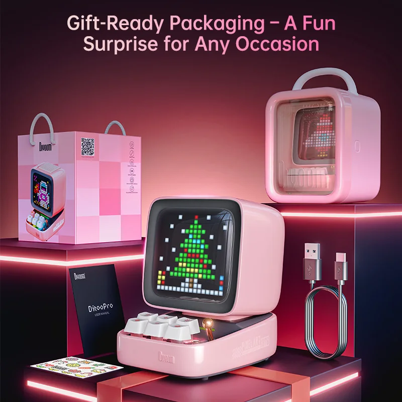 Divoom Ditoo-plus ポータブルBluetoothスピーカー3.55インチLED