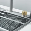 304 Stainless Steel Kitchen Waterfall Large Single Sink Dish Basin Sink With Multifunction Faucet And Pure FaucetCup Disher 5