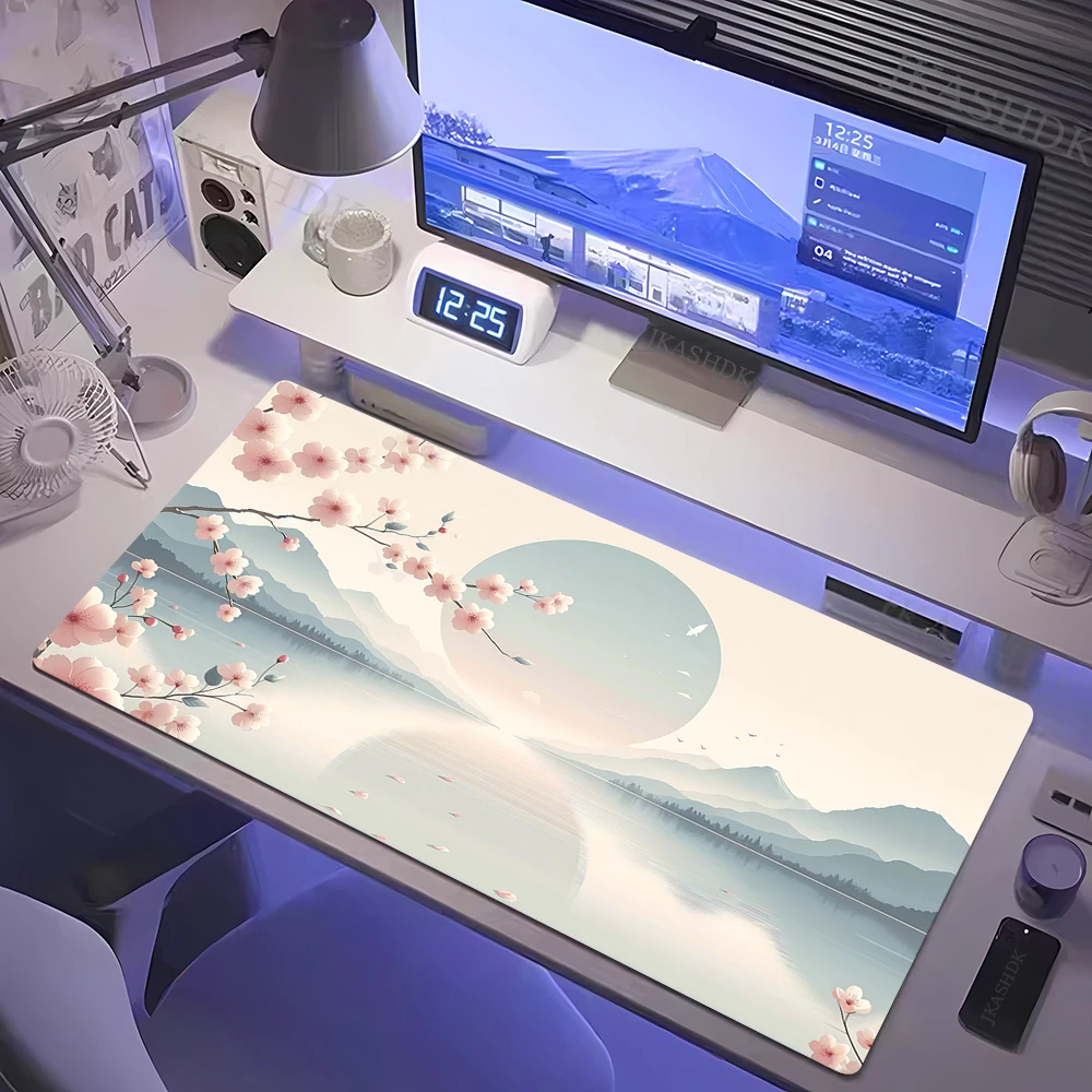 Lake Sunset Landscape Desk Mat Large Waterproof Rubber Mousepad_voghion.com