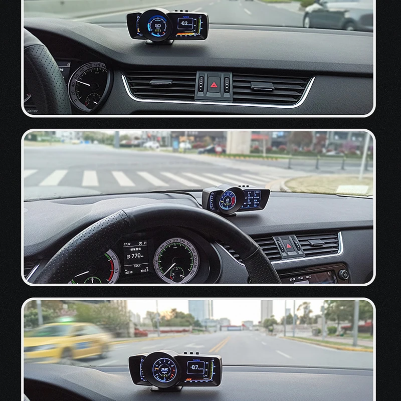 Car Head Up Display Multi-Function OBD2 GPS Car Dashboard HUD Dual Screen Display Speedometer Auto Gauge Alarm System